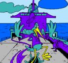 Dibujo Cigüeña en un barco pintado por delcaty