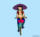 Dibujo China en bicicleta pintado por katyacarrans