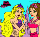 Dibujo Barbie se despiede de la reina sirena pintado por mariapulido