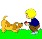 Dibujo Niña y perro jugando pintado por anacamila1