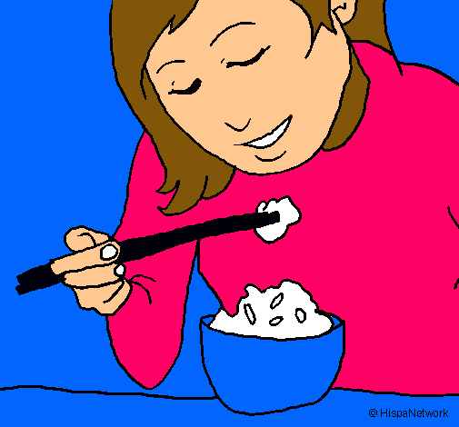 Dibujo Comiendo arroz pintado por Santiago01