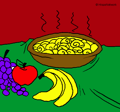 Dibujo Fruta y caracoles a la cazuela pintado por ANASTACIA