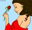 Dibujo Princesa con una rosa pintado por pulis1457