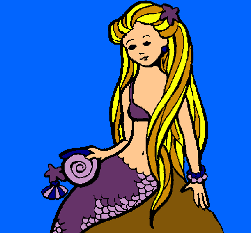 Dibujo Sirena con caracola pintado por ianna