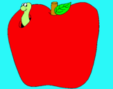Dibujo Gusano en la fruta pintado por katee