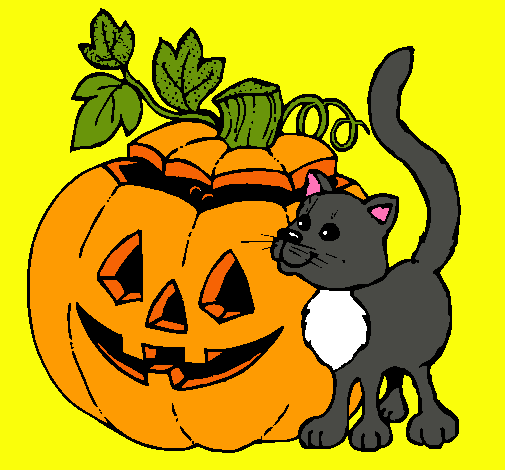 Calabaza y gato