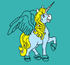 Dibujo Unicornio con alas pintado por praderas