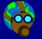 Dibujo Tierra con máscara de gas pintado por alba12345