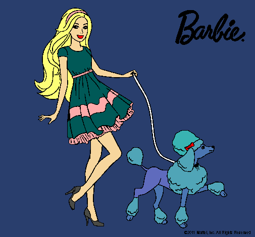 Dibujo Barbie paseando a su mascota pintado por luciah