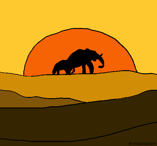 Elefante en el amanecer