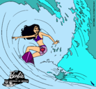 Dibujo Barbie practicando surf pintado por MerceLopez