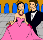 Dibujo Princesa y príncipe en el baile pintado por michell