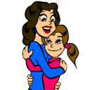 Dibujo Madre e hija abrazadas pintado por antuanet