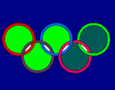 Dibujo Anillas de los juegos olimpícos pintado por salecianos
