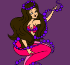 Dibujo Sirena entre burbujas pintado por lindaoh741