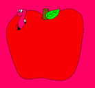 Dibujo Gusano en la fruta pintado por jenniferysan