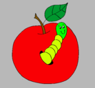 Dibujo Manzana con gusano pintado por katti