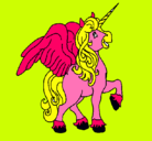 Dibujo Unicornio con alas pintado por colores