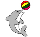 Dibujo Delfín jugando con una pelota pintado por isole