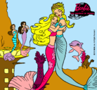 Dibujo Barbie sirena y la reina sirena pintado por mariceni