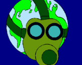 Dibujo Tierra con máscara de gas pintado por a787777