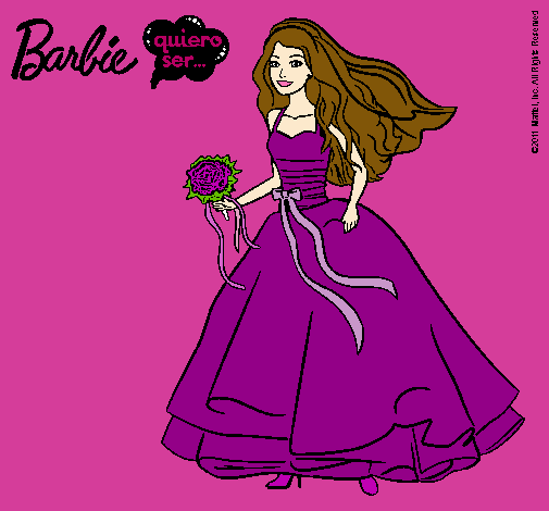 Dibujo Barbie vestida de novia pintado por mipc20003