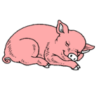 Dibujo Cerdo durmiendo pintado por andreitaaa