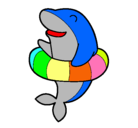 Dibujo Delfín con flotador pintado por polipoket