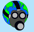 Dibujo Tierra con máscara de gas pintado por leoryu