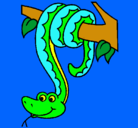 Dibujo Serpiente colgada de un árbol pintado por animalword