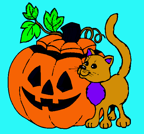 Calabaza y gato