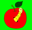 Dibujo Manzana con gusano pintado por 2345