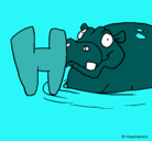 Dibujo Hipopótamo pintado por fideo