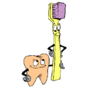 Dibujo Muela y cepillo de dientes pintado por tekelomuxo