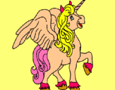 Dibujo Unicornio con alas pintado por arocena