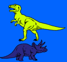 Dibujo Triceratops y tiranosaurios rex pintado por mgueysanti