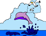Dibujo Delfín y gaviota pintado por cupiguay