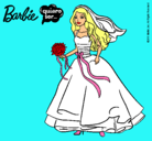 Dibujo Barbie vestida de novia pintado por cristiina