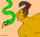 Dibujo Serpiente y guerrero pintado por brendajenifercr