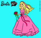 Dibujo Barbie vestida de novia pintado por fideo