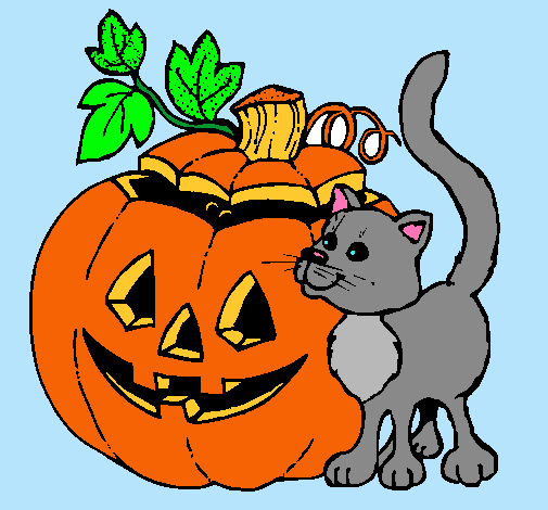 Calabaza y gato