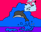 Dibujo Delfín y gaviota pintado por cukita