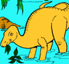 Dibujo Dinosaurio comiendo pintado por emisanti
