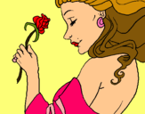Dibujo Princesa con una rosa pintado por arocena