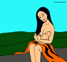 Dibujo Madre con su bebe pintado por divis