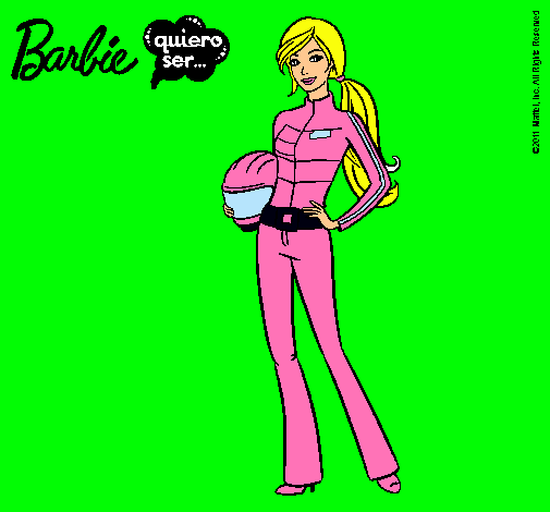 Dibujo Barbie piloto de motos pintado por Claudinsky