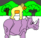 Dibujo Rinoceronte y mono pintado por tente