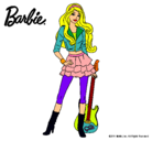 Dibujo Barbie rockera pintado por roquera