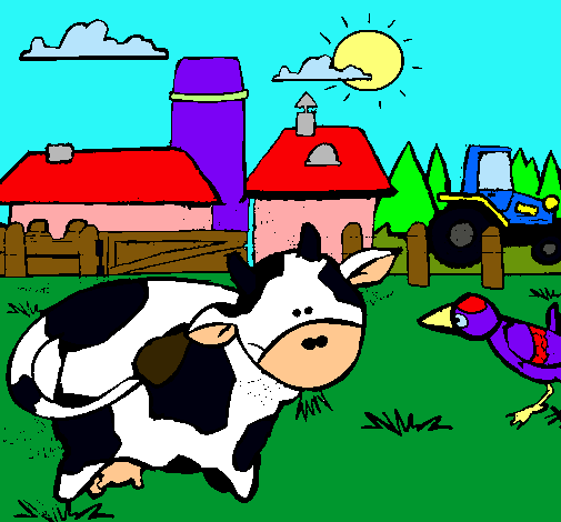 Vaca en la granja