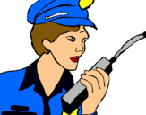Dibujo Policía con el walkie pintado por KINY